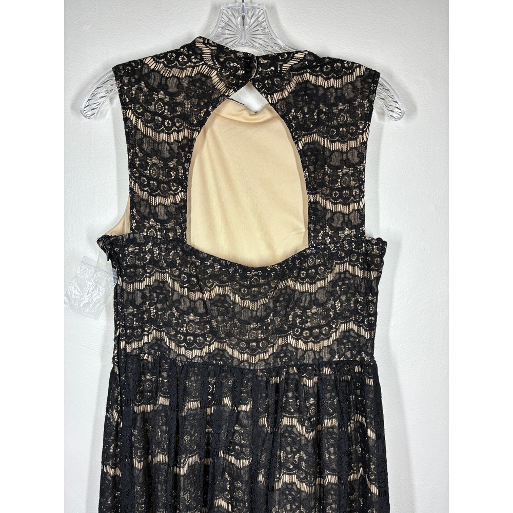 City Triangles Black Lace Nude Lined A Line Dress Keyhole Back Women's XL - Picture 9 of 13